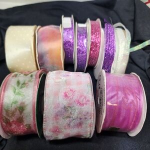 Vintage Assorted Pink and Purple Cream Ribbon Set